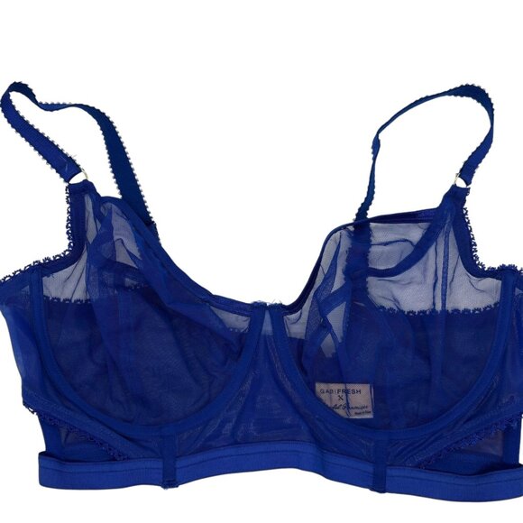 Gabi Fresh X Playful Promises Blue Sheer Mesh Bra 38DDD/F Adjustable Straps Unde - Picture 2 of 6